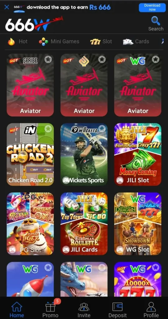 666W game interface