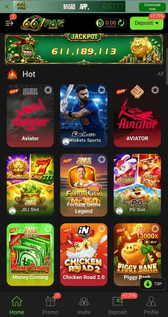 677PAK game interface