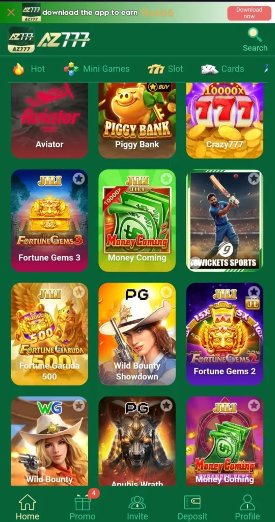 AZ777 game interface