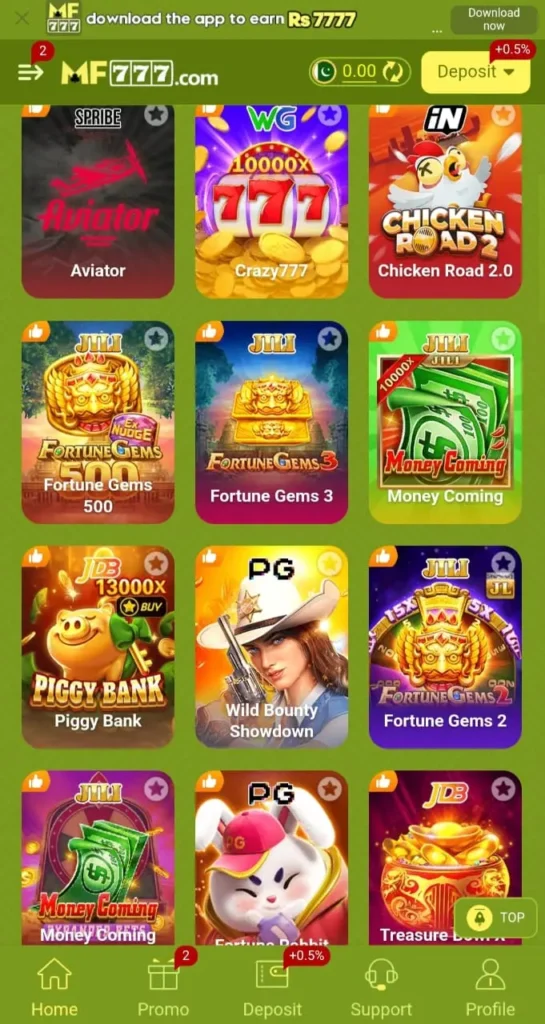 MF777 game interface