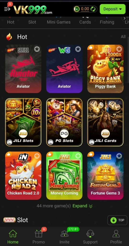 VK999 game interface