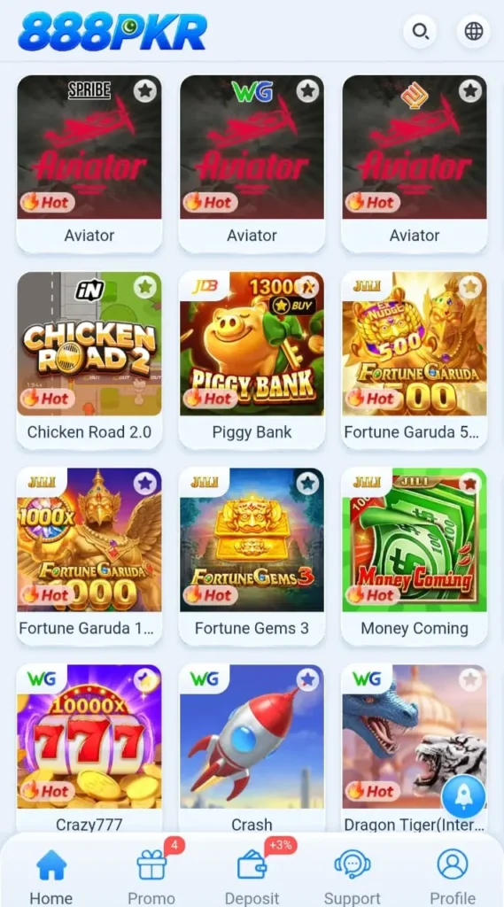888PKR game interface