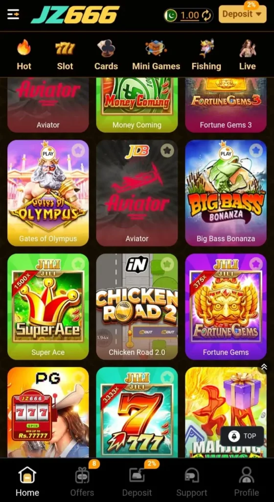 JZ666 game interface