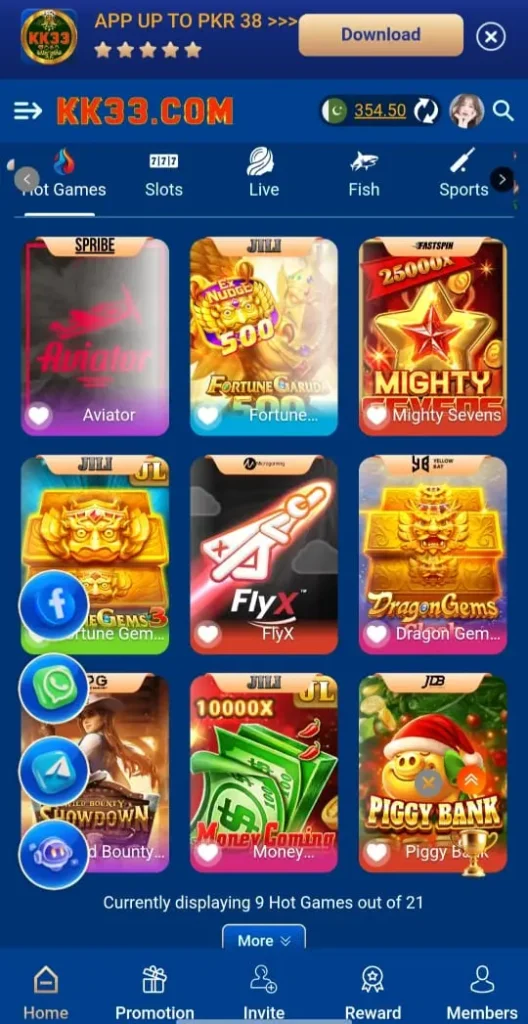 KK33 game interface