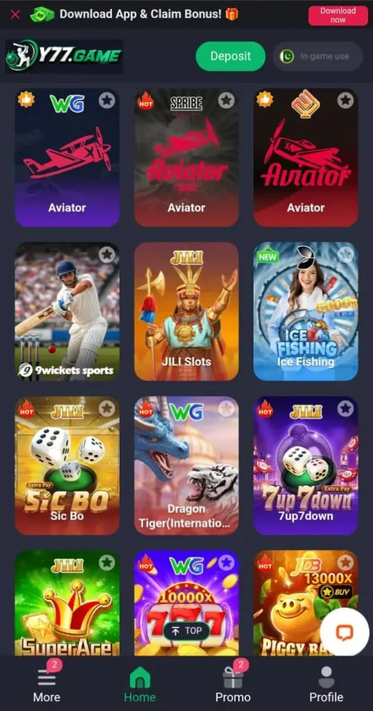 Y77 game interface