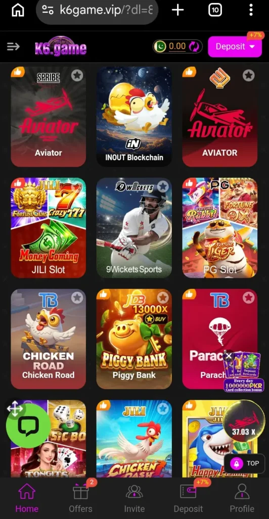 k6 game interface