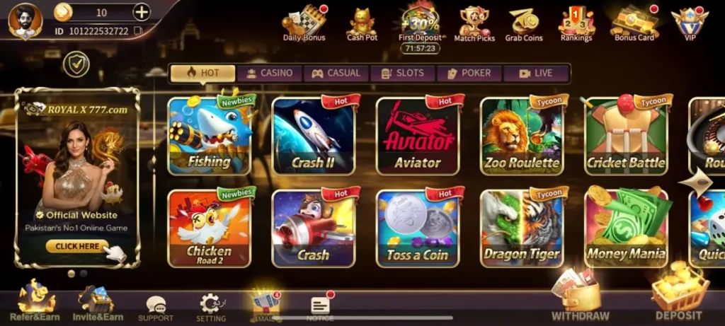 royalxcasino game interface