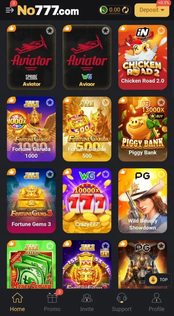 No777 game interface