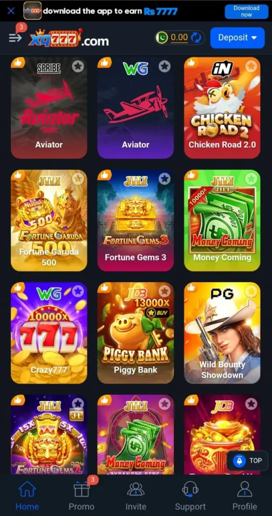 XQ777 game interface